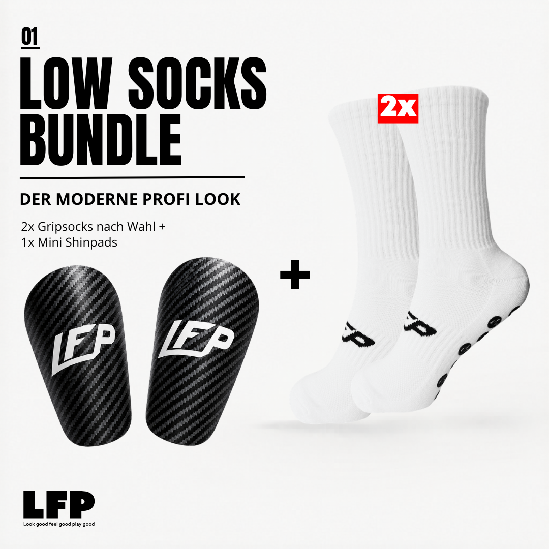 LFP Low Socks Bundle – 2× Gripsocks & Mini Shinpads(9,5 x 6cm)