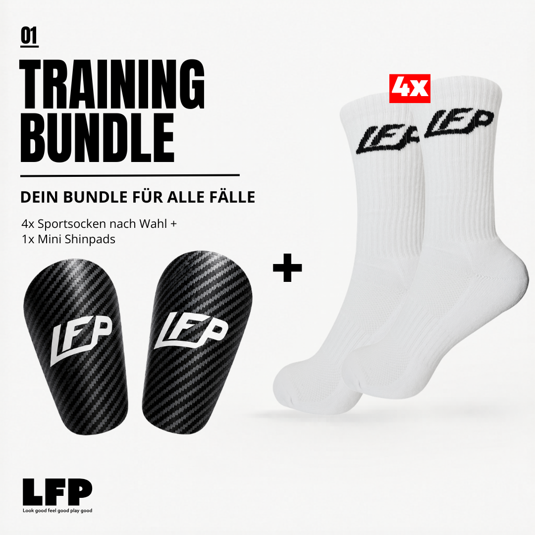 LFP Training Bundle | 4x Sportsocken & Mini Shinpads(9,5 x 6cm)