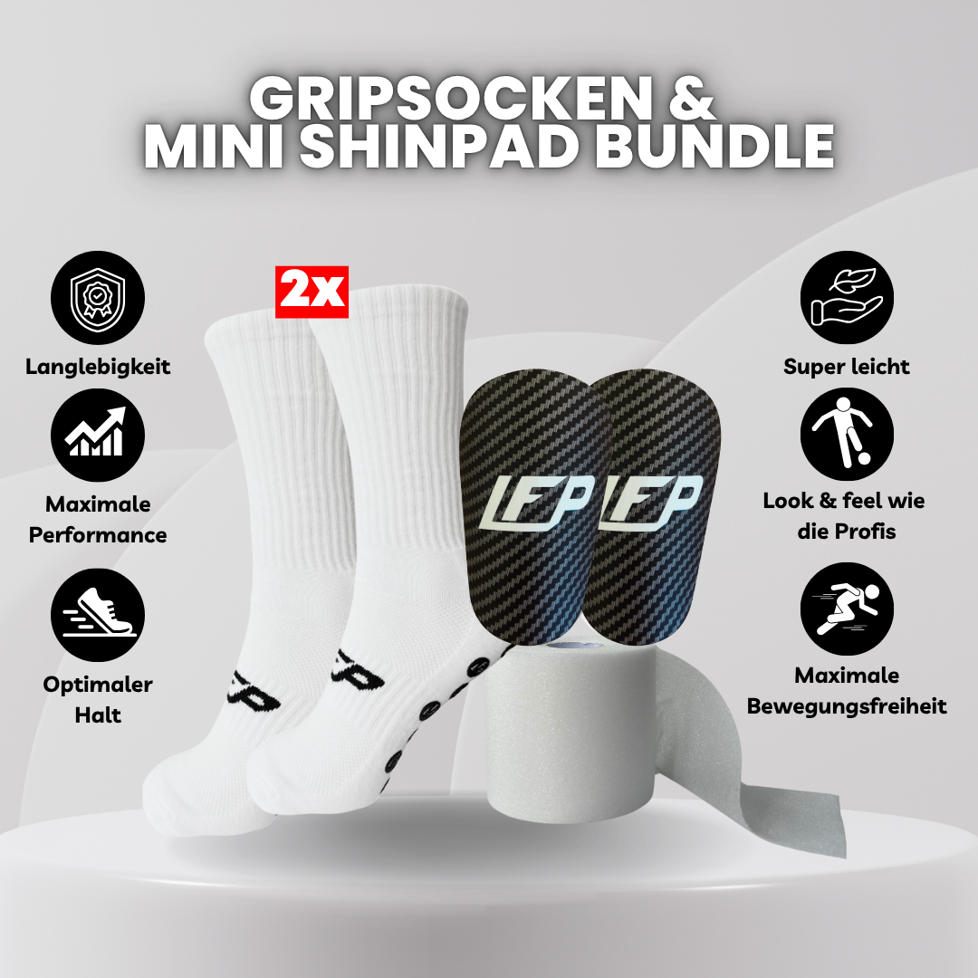 Baller Bundle: 2x Gripsocken & Mini Shinpads (9,5 x 6cm)