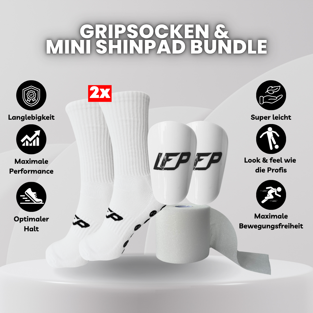 Baller Bundle: 2x Gripsocken & Mini Shinpads (9,5 x 6cm)