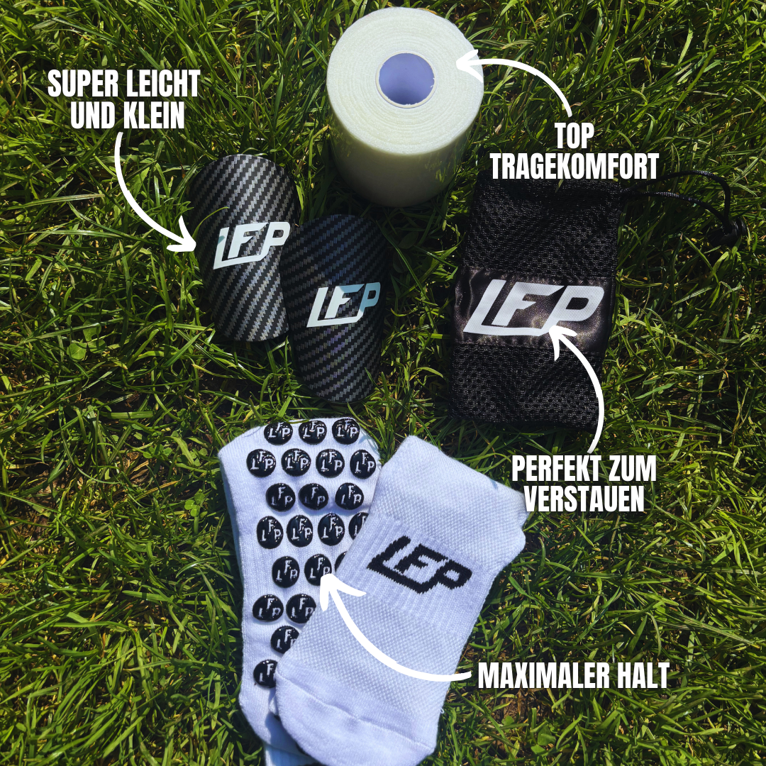 Saisonstart Bundle (1x Mini Shinpads, 1x Gripsocken, 2x Sportsocken)