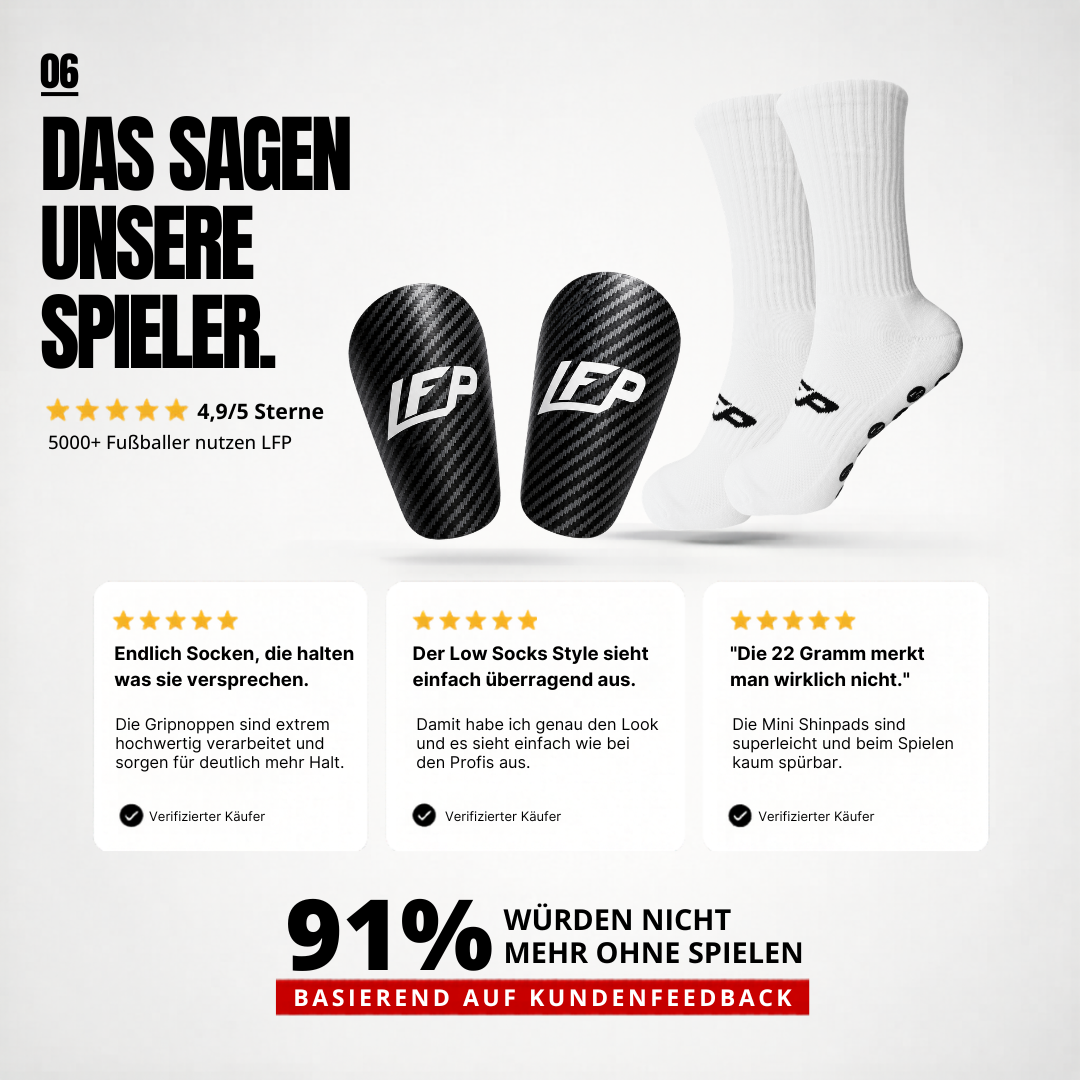 LFP Low Socks Bundle – 2× Gripsocks & Mini Shinpads(9,5 x 6cm)
